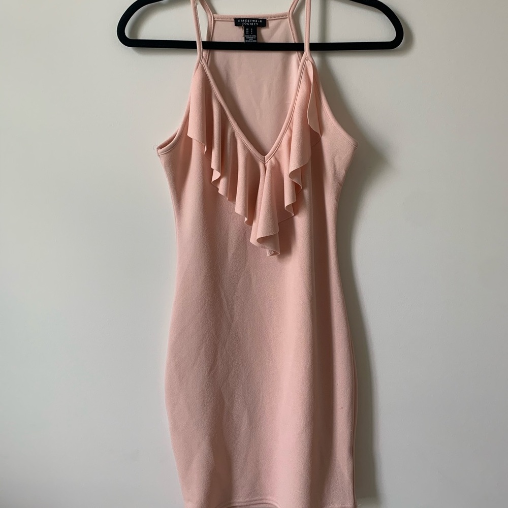 Baby pink body con dress